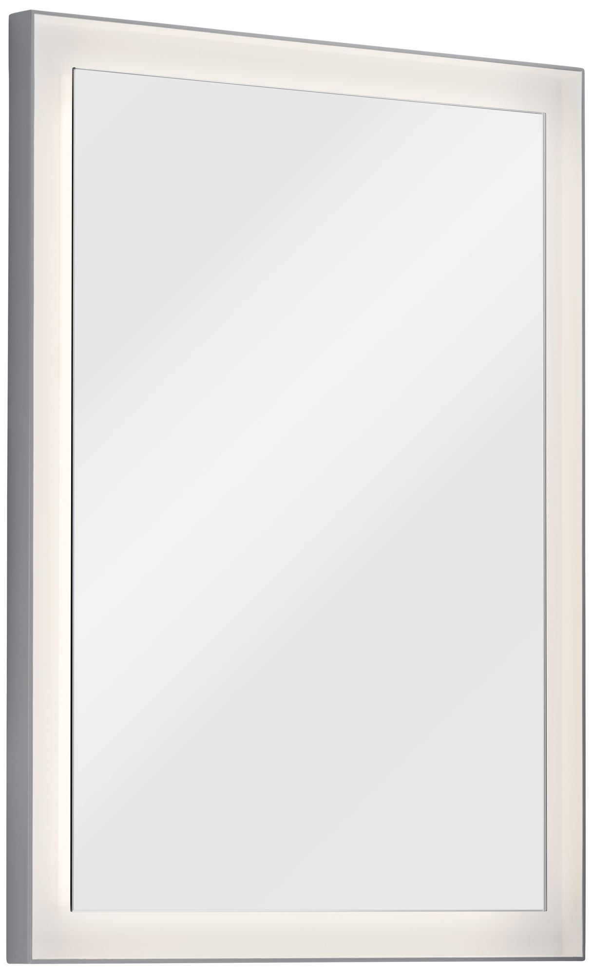 Sleek Matte Silver LED Vanity Mirror with Frosted Acrylic Shade