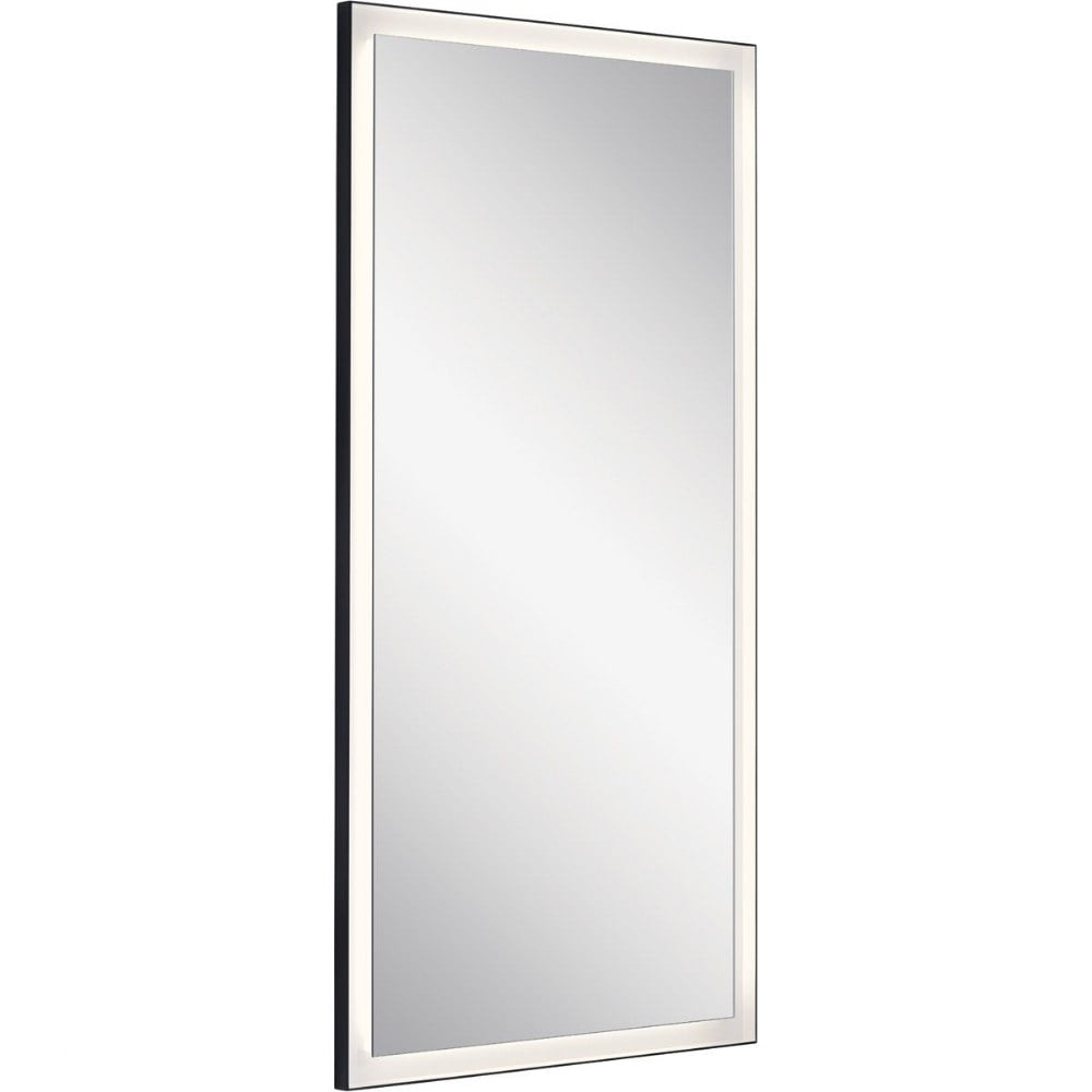 Ryame Matte Black Rectangular LED Lighted Wall Mirror