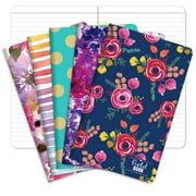 Elan Lined Notebook, 5" x 8" Notepads w/ Lined Pages, Patterns, 5 Pack