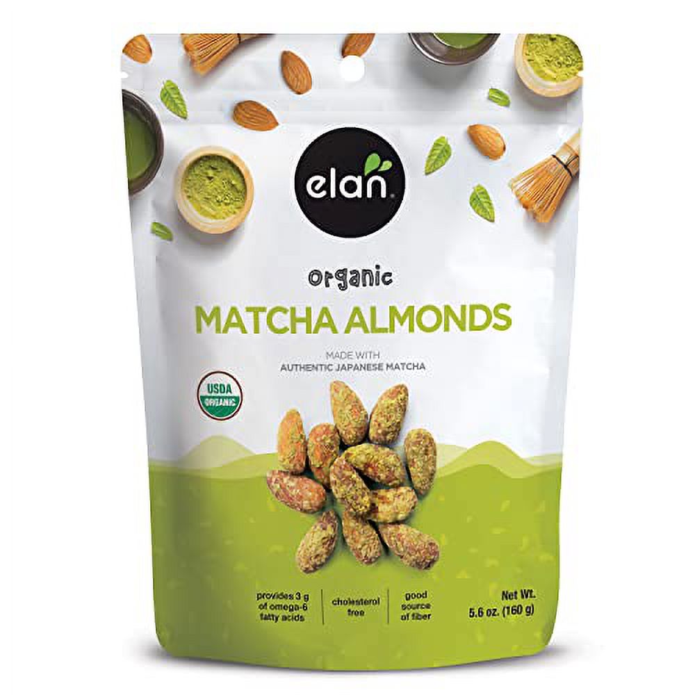 Elan Organic Matcha Almonds, 5.6 oz, NonGMO, GlutenFree, Vegan