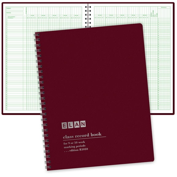 Elan Publishing Company Class Record Book for 9-10 Weeks. 50 Names R1010 (Maroon - Pack of 60) - R1010-FC