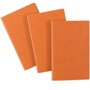 Elan Publishing Company Field Notebook - 3.5"x5.5" - Leather Material - Lined Memo Book - Pack of 3 (Orange/Black) - ELAN-PU-003