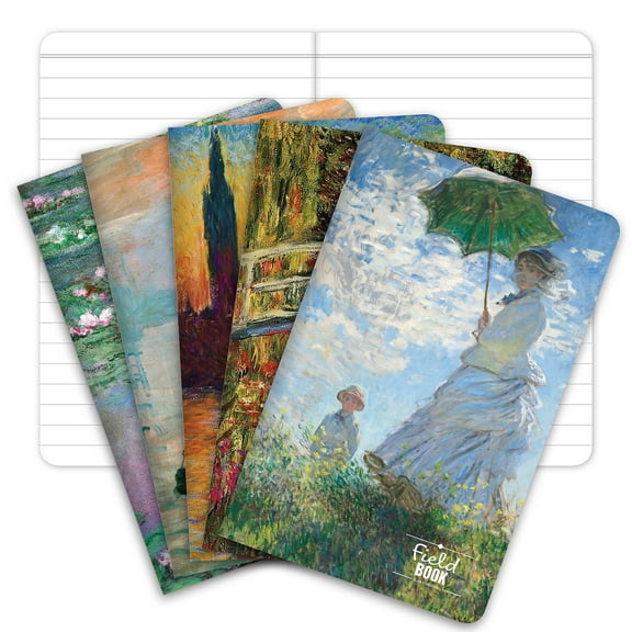 Elan Publishing Company Field Notebook - 3.5"x5.5" - MONET Patterns - Lined Memo Book - Pack of 5 - ELAN-FN-003N