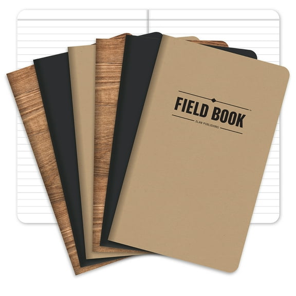Elan Publishing Company Field Notebook / Journal - 5"x8" - Combo Colors - Lined Memo Book - Pack of 6 - ELAN-58-003E