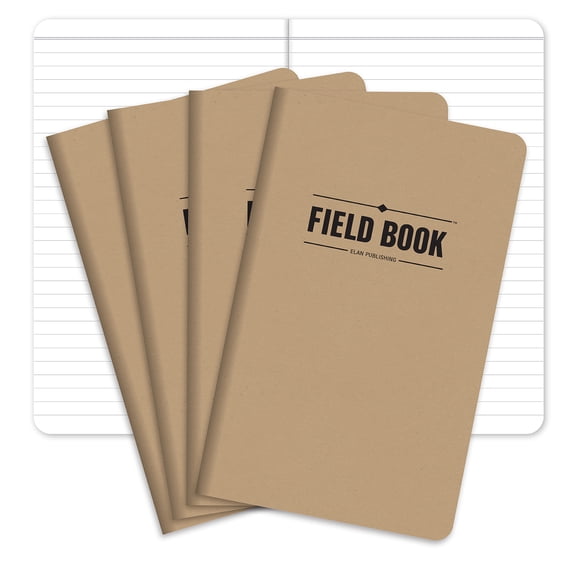 Elan Publishing Company Field Notebook / Journal - 5"x8" - Kraft - Lined Memo Book - Pack of 4 - ELAN-58-003A