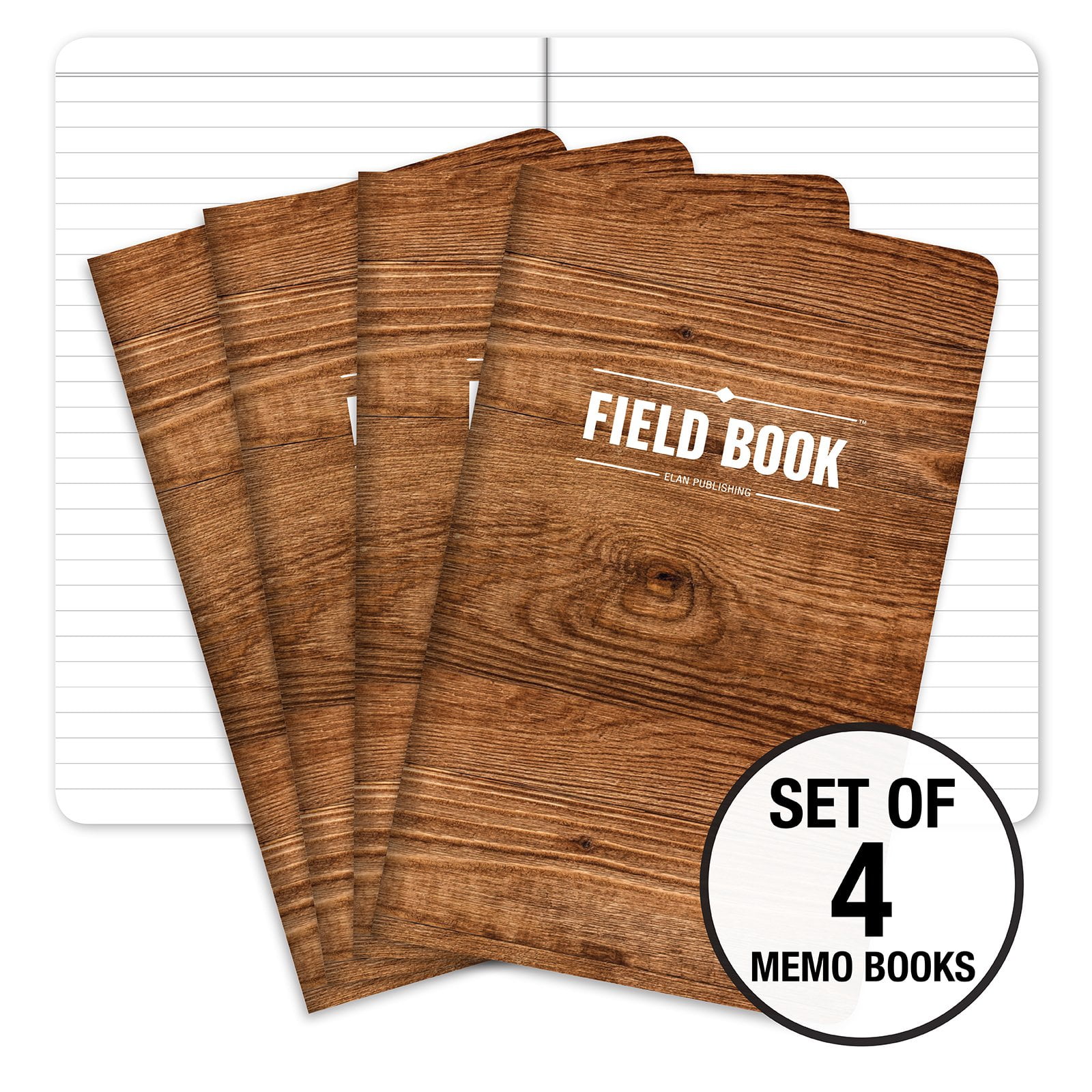 Elan Publishing Company Field Notebook / Journal 5"x8" Wood Pattern Lined Memo Book Pack