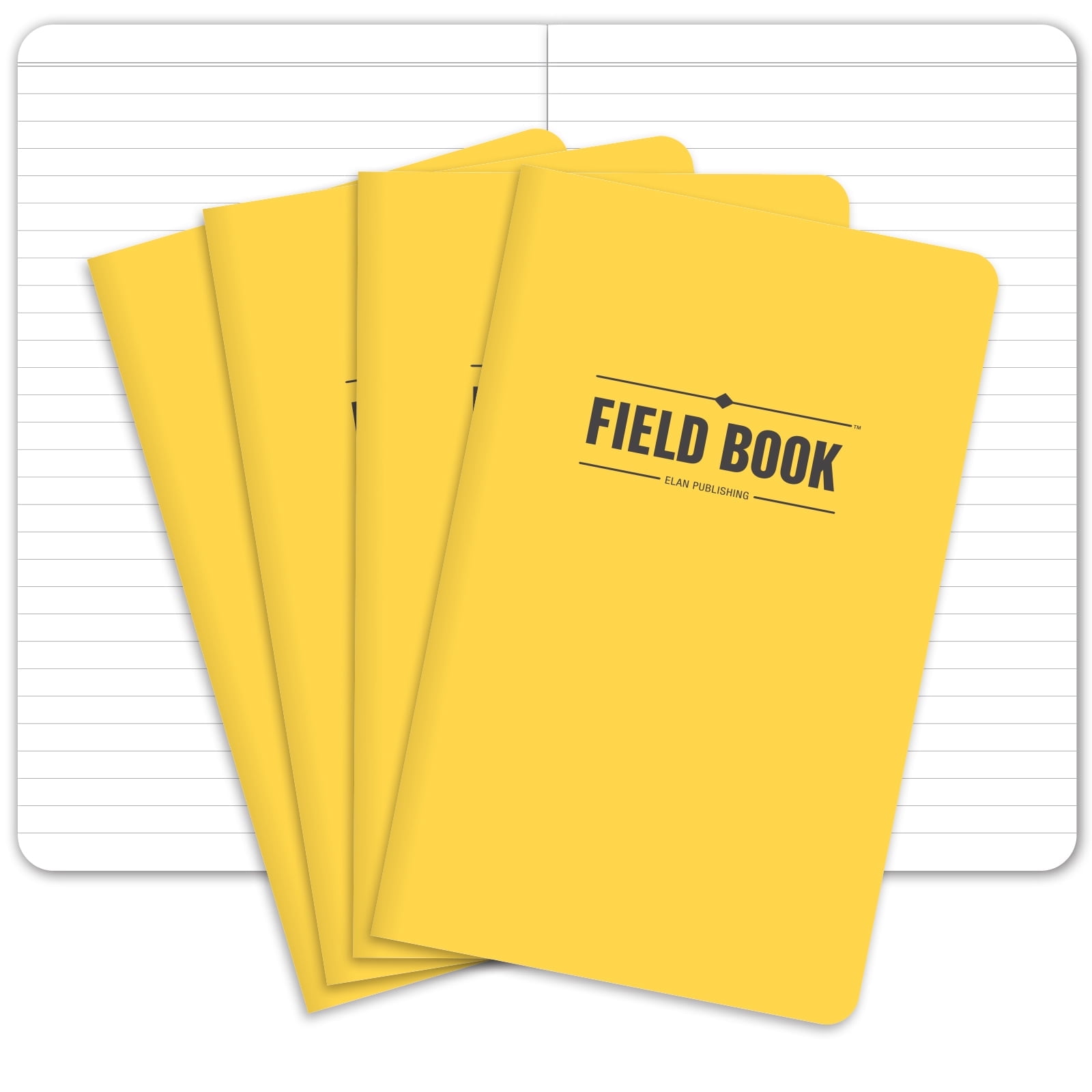 Elan Publishing Company Field Notebook/Journal - 5"x8" - Yellow Cover - Lined Memo Book - Pack of 4