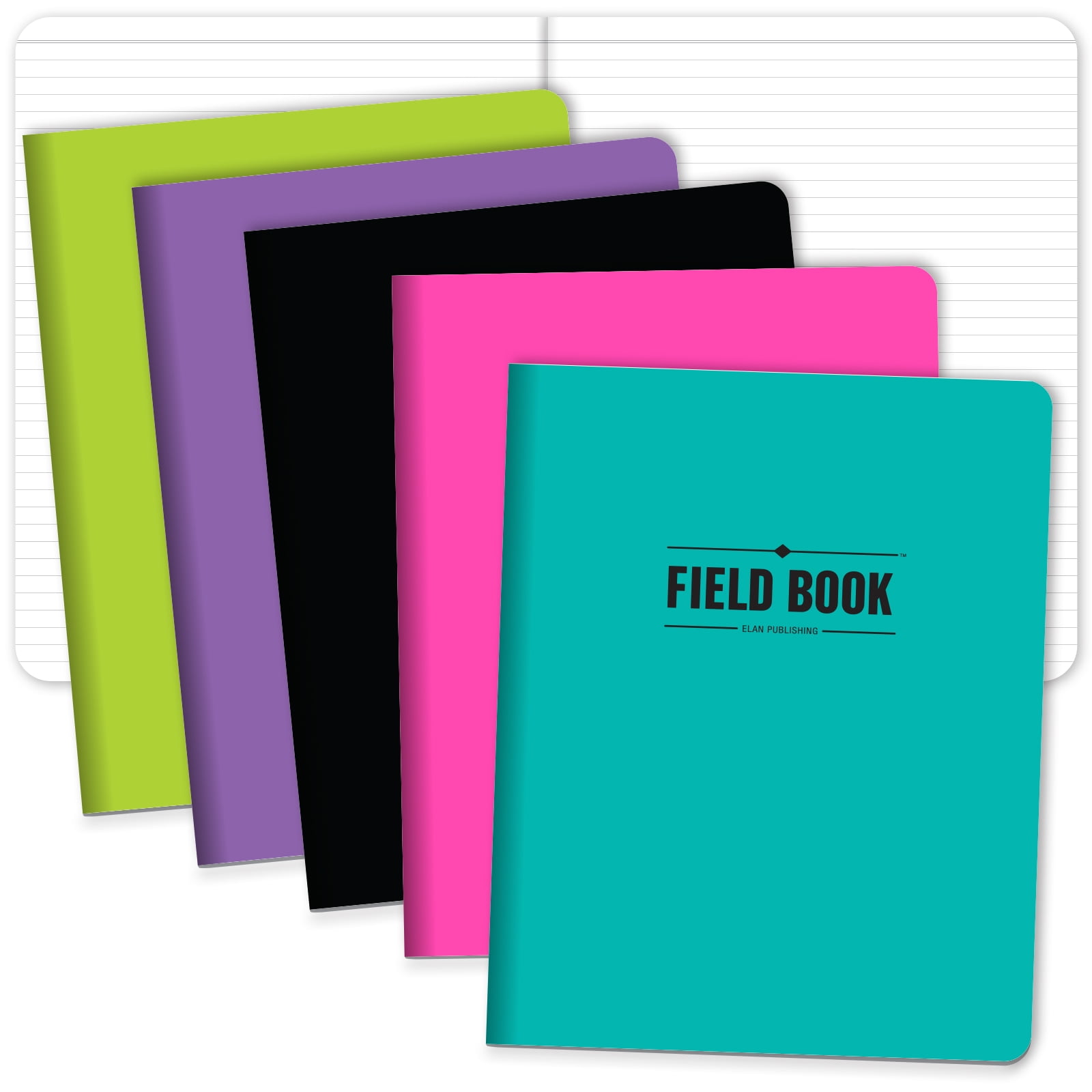Elan Publishing Company Field Notebook/Journal - 8"x10" - Assorted Colors - Lined - Pack of 5 - ELAN-810-003H