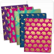 Elan Publishing Company Field Notebook/Journal - 8"x10" - Assorted Patterns Gold Foil - Lined - Pack of 5 - ELAN-810-003K