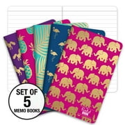 Elan Publishing Company Field Notebook / Journal - Gold Foil Patterns - Lined Memo Book (5"x8") - Pack of 5 - ELAN-58-003K