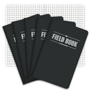 Elan Publishing Company Field Notebook / Pocket Journal - 3.5"x5.5" - Black - Dot Graph Memo Book - Pack of 5 - ELAN-FN-002B