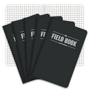 Elan Publishing Company Field Notebook / Pocket Journal - 3.5"x5.5" - Black - Graph Memo Book - Pack of 5 - ELAN-FN-001B