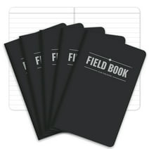 Elan Publishing Company Field Notebook  / Pocket Journal - 3.5"x5.5" - Black - Lined Memo Book - Pack of 5 - ELAN-FN-003B