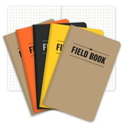 Elan Publishing Company Field Notebook  / Pocket Journal - 3.5"x5.5" - Combination of Kraft, Black, Orange, Yellow - Graph Memo Book - Pack of 5 - ELAN-FN-001E