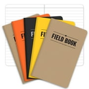 Elan Publishing Company Field Notebook  / Pocket Journal - 3.5"x5.5" - Combination of Kraft, Black, Orange, Yellow - Lined Memo Book - Pack of 5 - ELAN-FN-003E