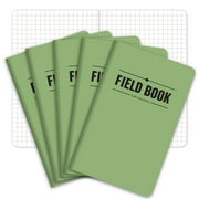 Elan Publishing Company Field Notebook / Pocket Journal - 3.5"x5.5" - Green - Graph Memo Book - Pack of 5 - ELAN-FN-001F