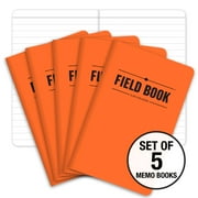 Elan Publishing Company Field Notebook / Pocket Journal - 3.5"x5.5" - Orange - Lined Memo Book - Pack of 5 - ELAN-FN-003C