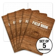Elan Publishing Company Field Notebook  / Pocket Journal - 3.5"x5.5" - Wood Pattern - Dot Graph Memo Book - Pack of 5 - ELAN-FN-002G