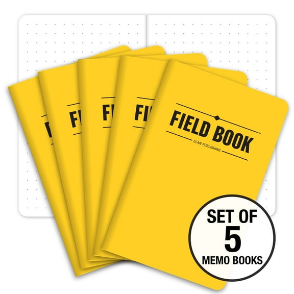 Elan Publishing Company Field Notebook  / Pocket Journal - 3.5"x5.5" - Yellow - Dot Graph Memo Book - Pack of 5 - ELAN-FN-002D