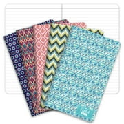 Elan Publishing Company Ikat Lined Writing Notebook, 5" x 8", Assorted Colors, 48 Pages, 5 Count