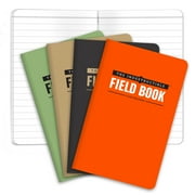Elan Publishing Company The Indestructible, Waterproof, Tearproof, Weatherproof Field Notebook - 3.5"x5.5" - Combo Colors - Lined Memo Book - Pack of 4 - ELAN-FN-004E