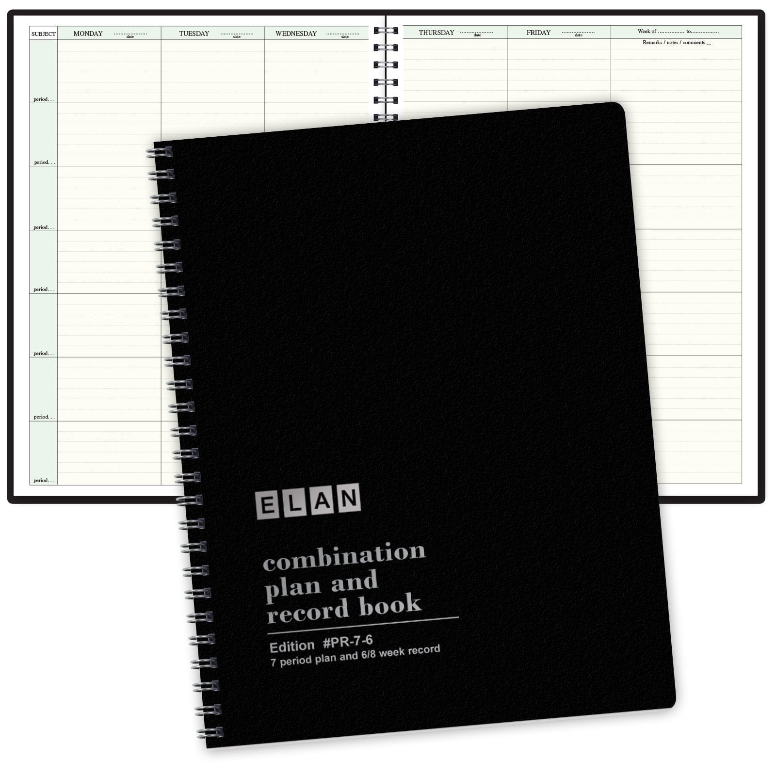 Elan Publishing Company Teacher Lesson Planner Book, 8.5" x 11", Black ...