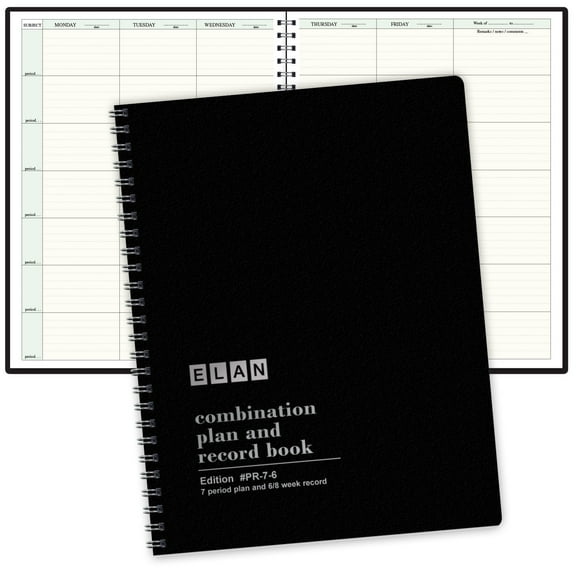 Elan Publishing Company Teacher Lesson Planner Book, 8.5" x 11", Black