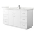 thumbnail image 1 of Elan TK 60" White Single Vanity & Giotto Quartz Top (1-Hole) & Nickel Trim, 1 of 5