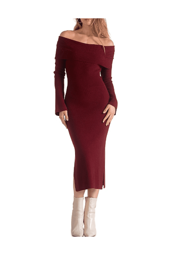 Women's Maroon Sweater Dress, XS