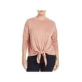 thumbnail image 1 of Elan Womens Plus Tie Front Crew Neck Pullover Top Pink 3X, 1 of 2