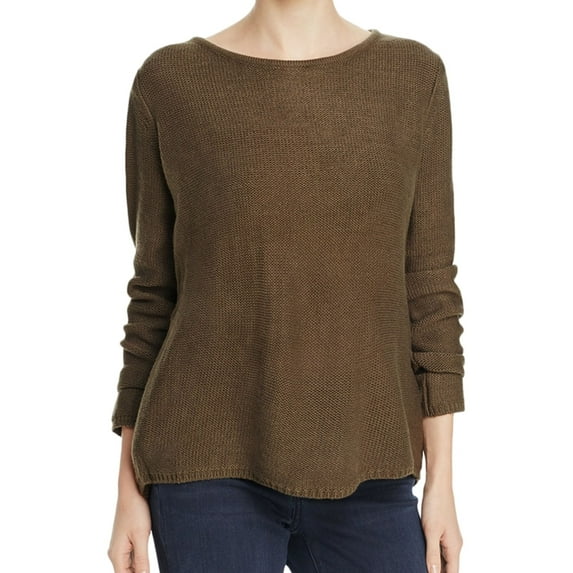 Elan Womens Zip Back Knit Sweater, Green, Medium