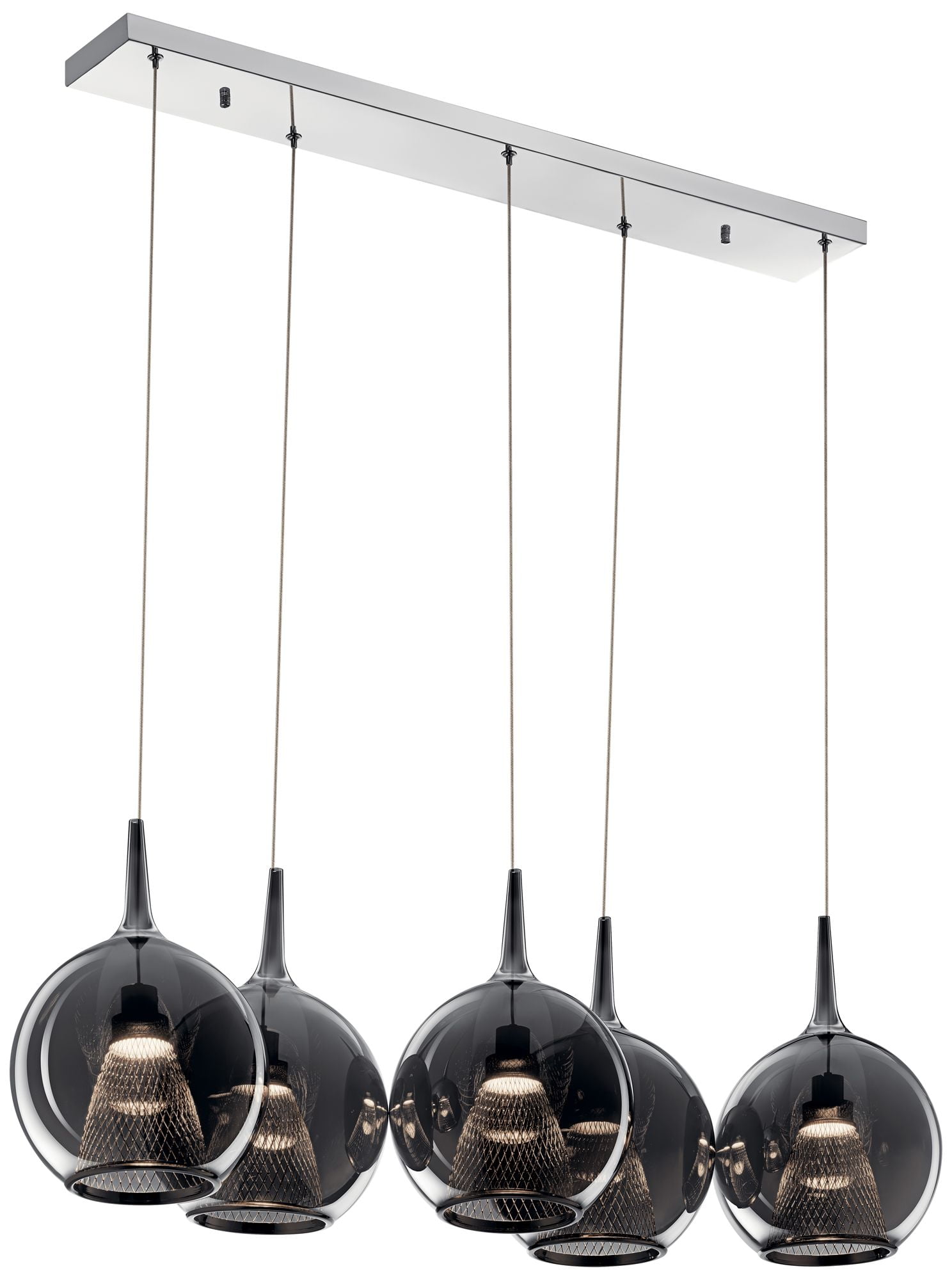 Zin 5-Light LED Cluster Island Pendant in Chrome with Smoky Glass
