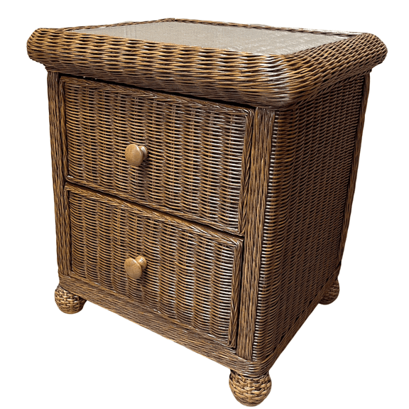 Elana Wicker 2 Drawer Nightstand Honey Finish