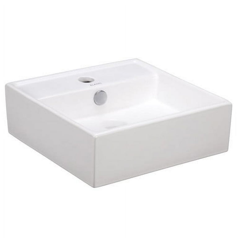 Elanti Wall-Mounted Square Bathroom Sink in White Elanti Wall-Mounted Square Bathroom Sink in White