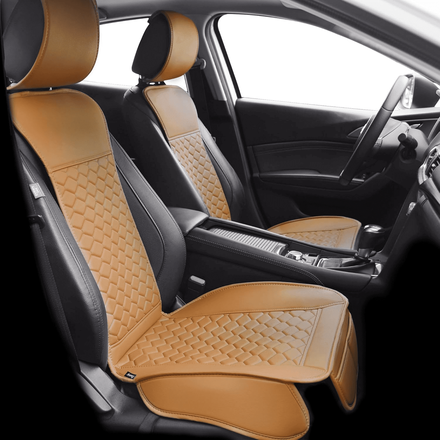Elantrip 2PCs Front Car Seat Covers Leather Water Proof Seat Universal Fit for Most Cars SUVs Brandy