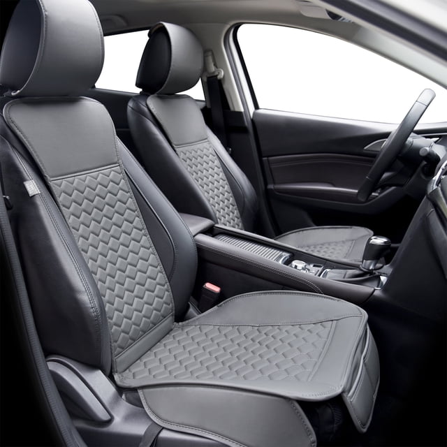 Elantrip 2PCs Front Car Seat Covers Leather Water Proof Seat Universal Fit for Most Cars SUVs Gray