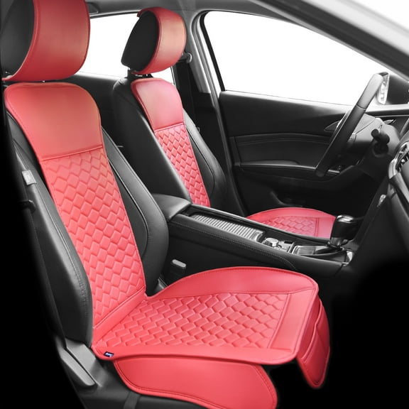 Elantrip 2PCs Front Car Seat Covers Leather Water Proof Seat Universal Fit for Most Cars SUVs Red
