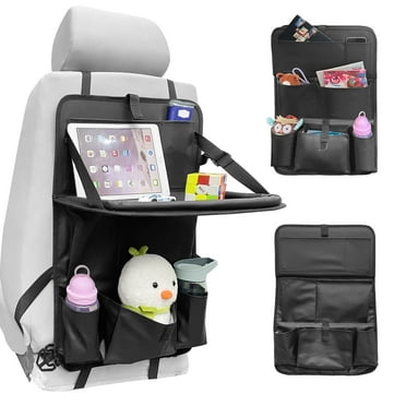 Elantrip Leather Car Rear Seat Organizer,with Tablet Holder and 9 Storage Pockets,Black