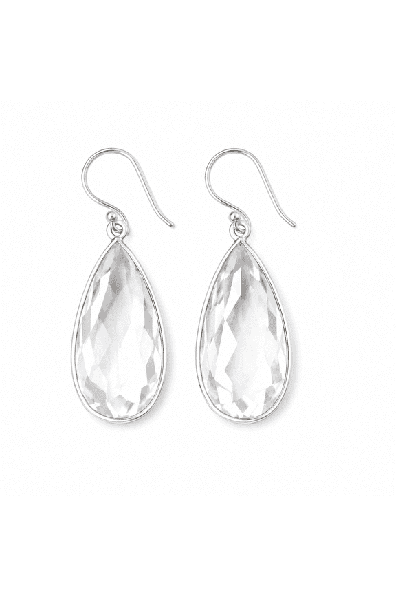 Clear Quartz Teardrop Earrings 925 Sterling Silver Dangle Faceted Crystal Drop Earrings Minimalist Healing Jewelry Gift for Women Elegant Daily Wear