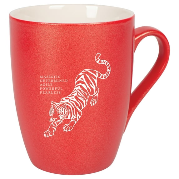 Elanze Designs 10 Ounce Ceramic Decorative Laser Engraved Giftable Novelty Tea Coffee Cup Mug Crimson Red Tiger Majestic Determined Agile Powerful