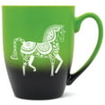 thumbnail image 1 of Elanze Designs 12 Ounce Two Toned Ombre Ceramic Tea Coffee Cup Mug Green Black Majestic Floral Horse, 1 of 4