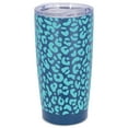thumbnail image 1 of Elanze Designs 20 oz Stainless Steel On the Go Insulated Travel Tumbler With Push Top Lid, Sky Blue Cheetah Leopard Print Blue, 1 of 1