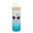 thumbnail image 1 of Elanze Designs 25 Ounce Frosted Glass Gradient Travel Tumbler With Straw and Wooden Lid, Patriotic Sunglasses Sky Blue, 1 of 1