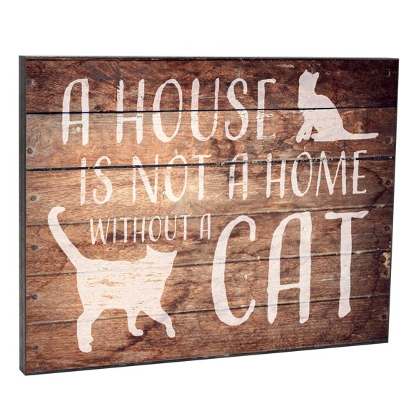 Elanze Designs A House Is Not A Home Without Cat 14 x 11 Wood Print Overlay Wall Art Sign Plaque