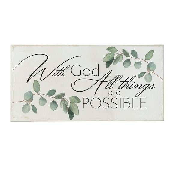 Elanze Designs All Things Possible Ivory 12 Inch Ceramic Tabletop Wall Hanging Tile Sign
