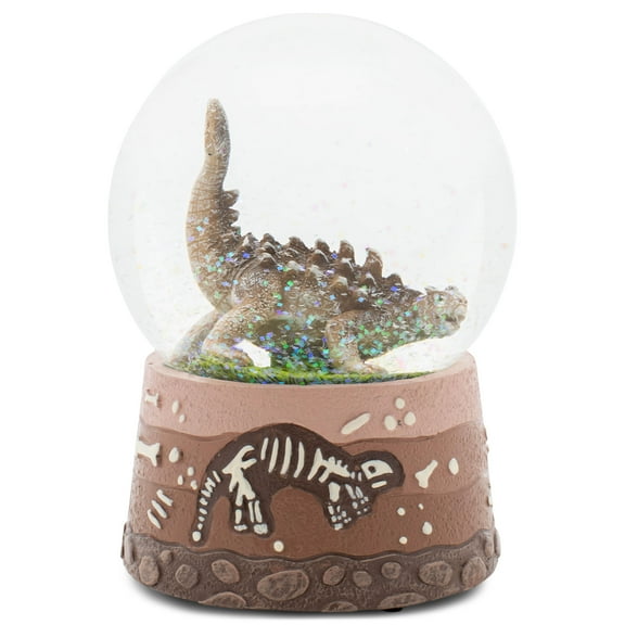 Elanze Designs Ankylosaurus Dinosaur 100 MM Tabletop Musical Glitter Snow Globe Figurine Play Tune Born Free