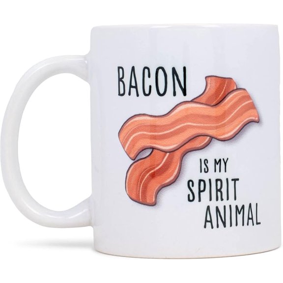 Elanze Designs Bacon is my Spirit Animal mmm Bacon 11 Ounce White Ceramic Coffee Mug