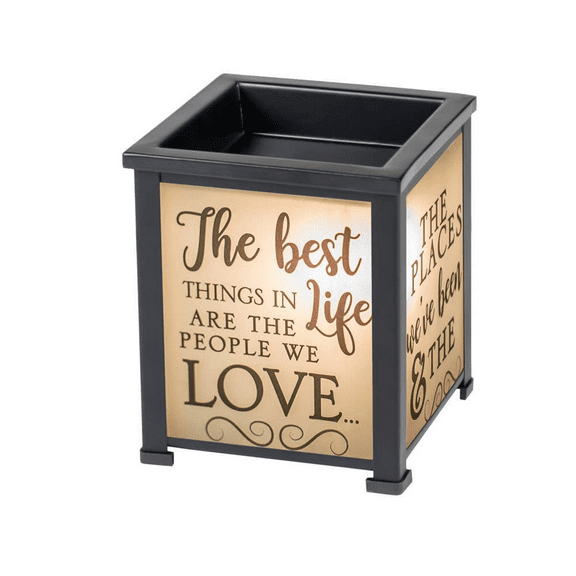 Elanze Designs Best Life Love Black Metal Electrical Wax Tart and Oil Glass Lantern Warmer