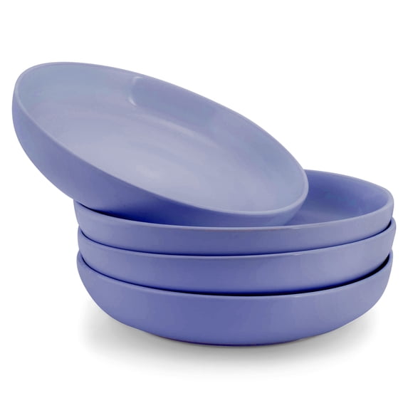 Elanze Designs Bistro Glossy Ceramic 8.5 inch Dinner Bowls Set of 4, Purple
