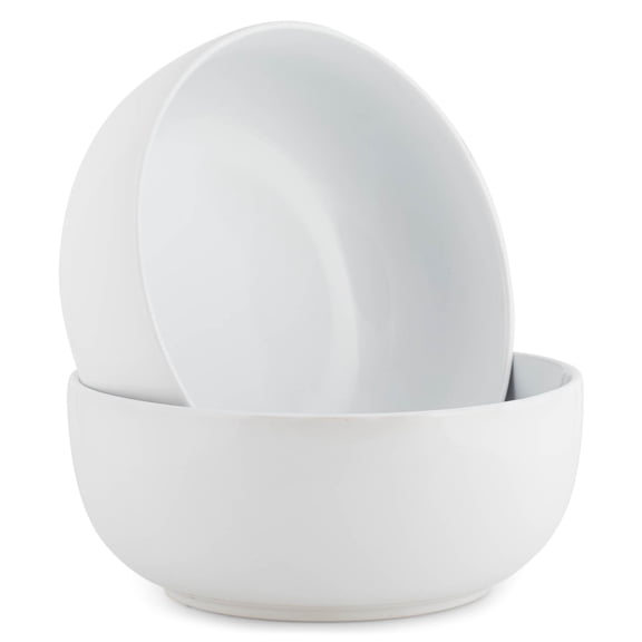 Elanze Designs Bistro Glossy Ceramic 8.5 inch Pasta Bowls Set of 2, White